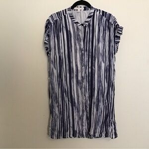 Chelsea & Violet blue and white striped mini shirt dress
